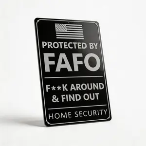 Protected By Fxxx Around and Find Out Sign - 12 х 8 Tin FAFO Security Metal Sign - Funny Yard Sign Protected By FAFO Metal Sign - Fxxx Around Find Out Sign
