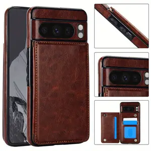 For Google Pixel 9 Pro XL/9/9 Pro/8 Pro/8/8A Wallet Case With Card Holder, PU Faux Leather Kickstand Card Slots Case, Double Magnetic Clasp And Durable Shockproof Cover