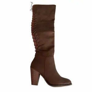 Camila Boots - Trendy Fashion Footwear Classic Stiletto Style Pointy Toe Pencil Heel Knee High Design with Side Zipper for Versatile Wear