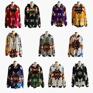Native American Design Super Soft Zip-Up Adult Jacket With Warm Sherpa For Unisex
