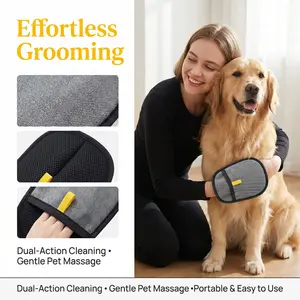 Durable Pet Brush Cleaning Gloves, Cat Hair Remover, Dog Fur Cleaner, Efficient Pet Grooming Tool, Easy-To-Use Animal Care Accessory