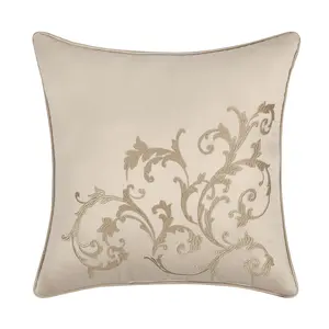 Spectra Taupe Embellished Square Decorative Throw Pillow 16" x 16"