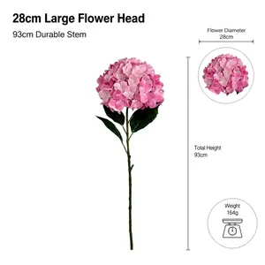 Aesthetic 3D Printed Large Hydrangea Flowers, 6 Pcs Mix & Match Faux Silk Floral Stems (11in Bloom Head, 36.6in) for Wedding DIY Bride, Cozy Room Decor, Party Photography