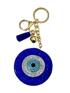 Evil Eye Bling Keychain, Rhinestone design, Tassel Decor Sport Keychain for Men, Women, Kids Bling Backpack Keyrings, Purse Charms
