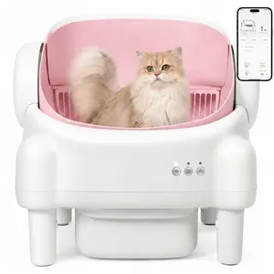 TAYACICY Open-Top Self - Cleaning Litter Box Smart Automatic with App Control for Multiple Cats Large-Capacity Large Waste Bin Cream White 10.5L Capacity Dual Safety Sensors Odor Control Includes 2 Roll Liners