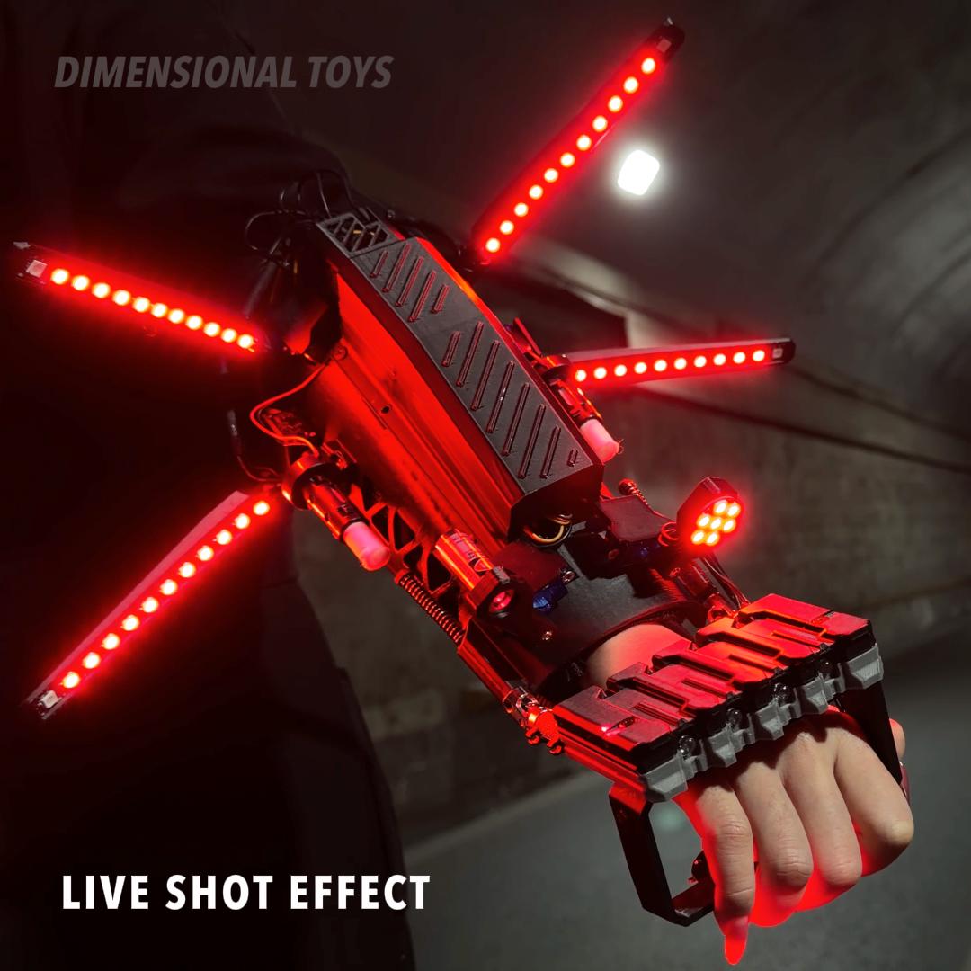 Dimensions Toys Cyberpunk-inspired LED Genos Cyber mechanical arm, 11.8 inches.Handmade cosplay anime toys, home décor, and stress-relieving toys are suitable for anime lovers and festive partiesCreative toys available in the US.