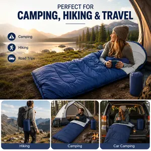 Envelope Sleeping Bag, Seasonal Outdoor Camping Portable Sleeping Bag, Warm & Comfortable, Adult Envelope Style Thickened Warm Sleep Bag, Single Sleeping Bag With zipper,Compact storage, for Travel and Hiking, Warm Camping Hiking Outdoor Travel Hunting