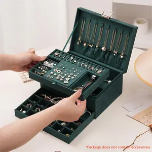 Jewelry Boxes for Women Velvet Jewelry Organizer with Lock,Teen Jewelry Organizers and Storage Earring and Necklace Holder Organizer Box Womens Jewelry Box for Necklaces Earrings Rings Bracelets Ideal Gifts for Christmas