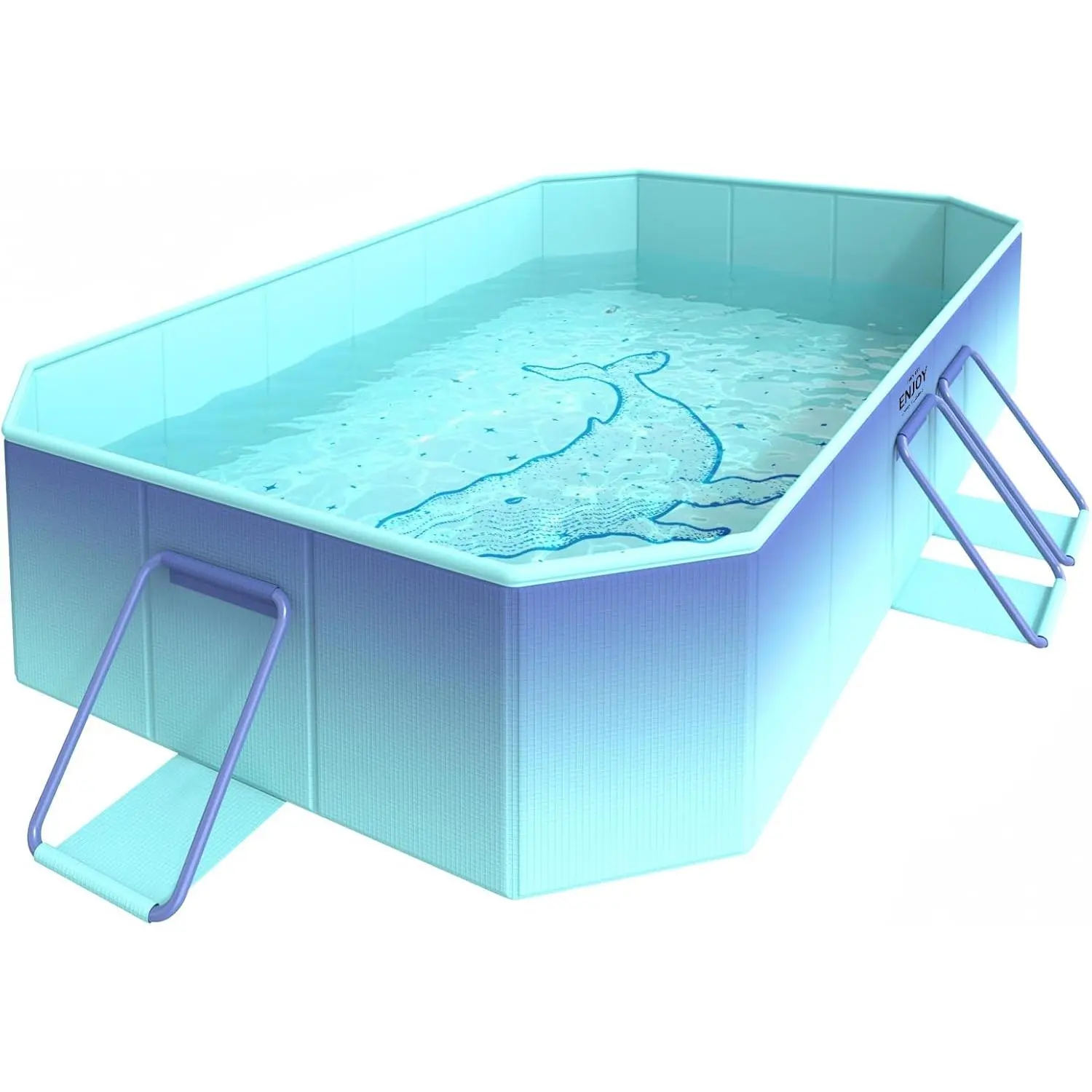 Foldable Pool Swimming Pool 78"×53"×19", Blue Whale | Non-inflatable Swimming Pool with Rigid Puncture-Proof Hard Composite Board, Kiddie Pool for Outdoor Backyard Garden Dog Pool
