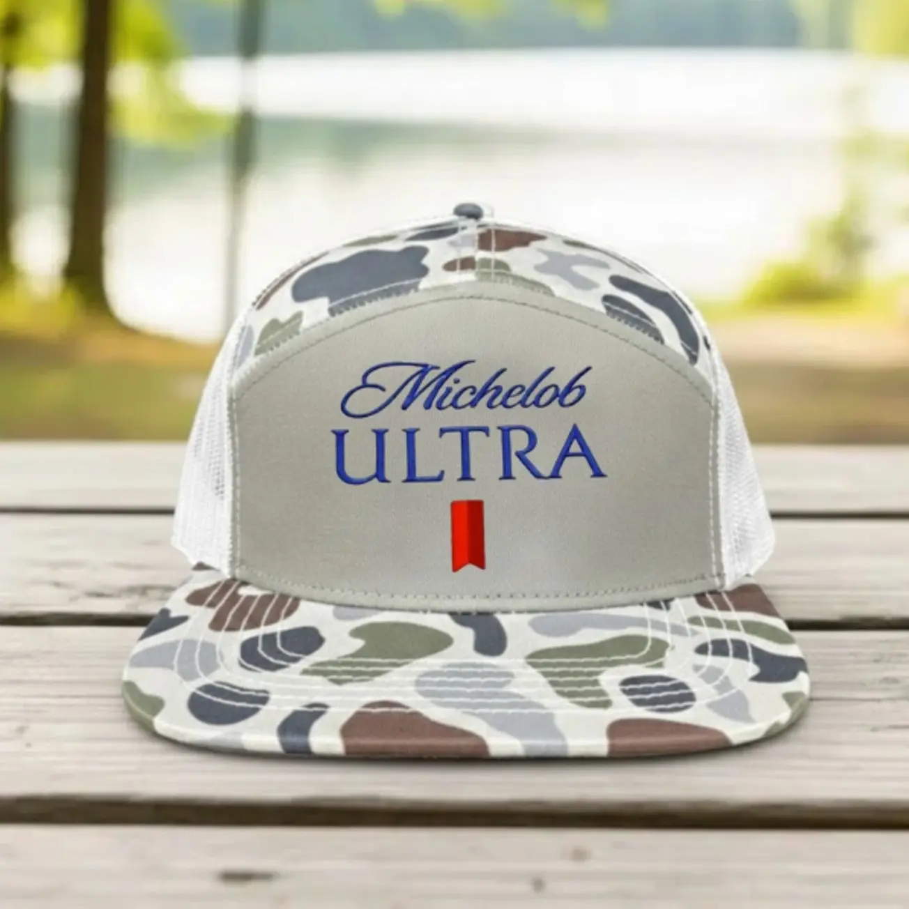 Michelob Ultra Embroidered Trucker Hat, Unisex Adjustable Snapback Trucker Hat – Summer Beach & Sports Cap with Mesh Back