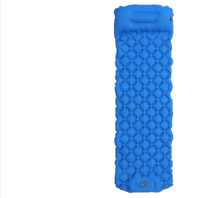 Blue Inflatable Sleeping Pad with Quilted Design for Comfortable Outdoor Camping Experience