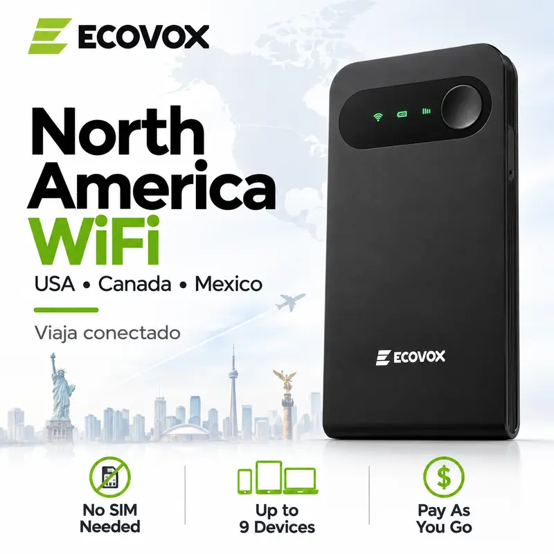 ECOVOX Wireless Hotspot - 4G LTE WiFi 6 Travel Router for Phones/Tablets, 802.11.a Linux Compatible, No SIM Card Needed, 1GB US Data, Pay As You Go, USA Canada Mexico Use, High Speed, Fall Deals