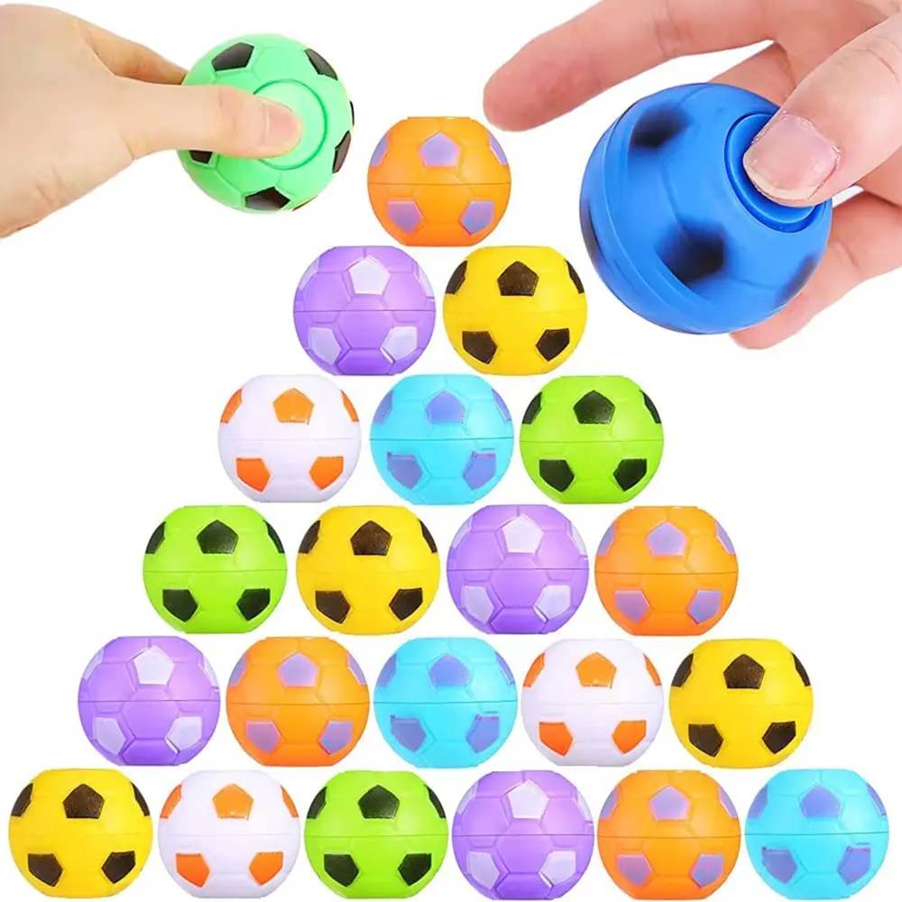 Unisex 5-Piece Mini Rotating Soccer Ball Fidget Spinners - 3.5cm Diameter, 32pcs Detailing, Kids' Pressure-Relief Toys, Soccer Party Favors, No Fixed Color Selection, 5Pcs Random Colors