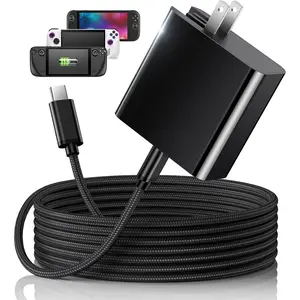 65W  Charger for Steam Deck,   2 & ROG Ally - PD3.0 Foldable AC Adapter with 6.6FT(2M) ,  2 Charger Support TV Dock PS Console[ Steam Deck Charger Replacement]