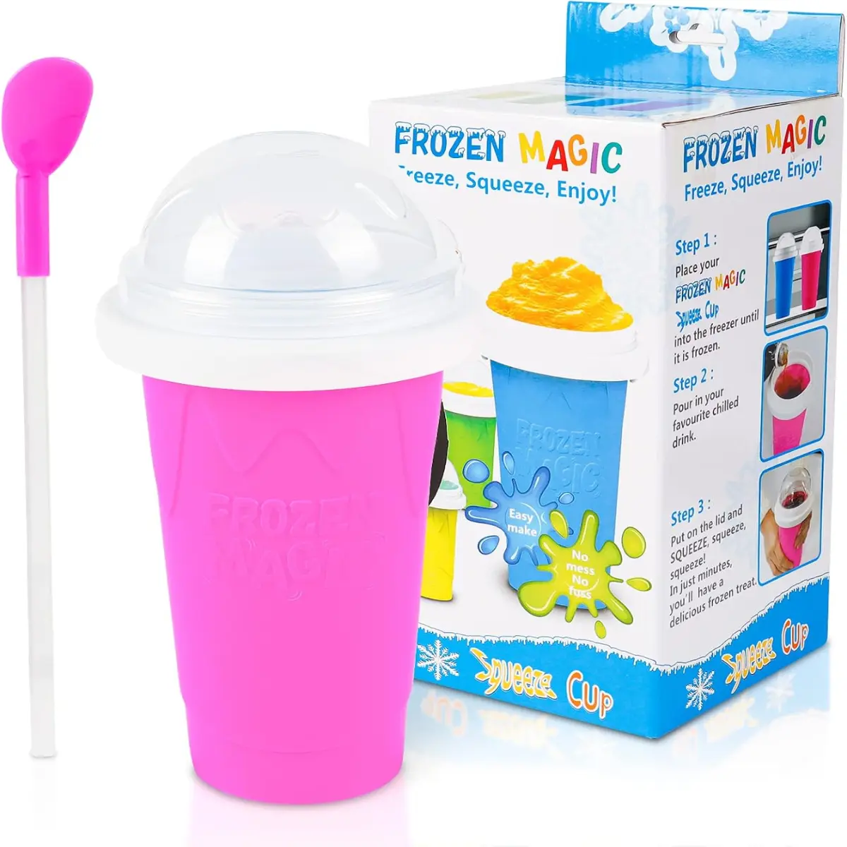 DIY Slushy Maker Cup - Double Layers Silica DIY Frozen Magic Cup | Portable Quick Frozen Slushie Cup for Shake,Juice,Ice Cream & More,Super Fun And Cool Stuff Present For Kids,Friends & Family