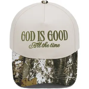 Unisex GOD IS GOOD ALL THE TIME Letter Embroidered Patchwork Five-sided Baseball Cap Outdoor Adjustable Sunscreen Leisure Hat Spring Autumn Travel Tourism Beach Vacation
