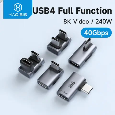 Hagibis 240W USB-C to C PD Power Adapter - 40Gbps Support, 8K 60Hz, 90-Degree USB4 Converter for Thunderbolt 4/3, MacBook, Compact Design, Charging, Versatile Compatibility