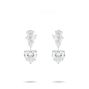 VAMERAY #6205 16 Carat In Each Tiered Heart Cut Mixed-Cut Accent Drop Earrings