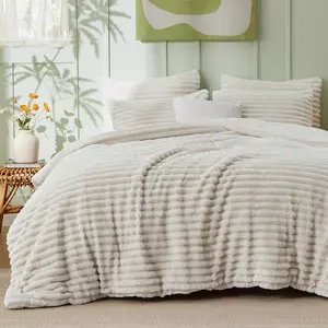 Fluffy Comforter Twin - Super Faux Fur Linen, Winter Warm Plush, 2, 1 Shaggy Fuzzy Twin Size Comforter with 1 Pillowcase