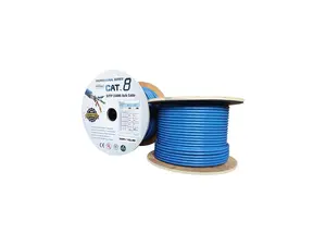 Nippon Labs Cat8 Ethernet Cable Bulk Wire 500 feet - Blue, 2GHz, 40G, 23AWG, S/FTP - Shielded Latest 40Gbps 2000Mhz SFTP, PVC, Solid Conductor Patch Cord, 60CAT8-500-23BL