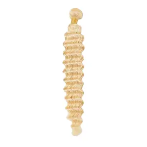 G.B.SLLC #613 Blonde Deepwave Real Hair Extensions, Unisex Hairpiece, Multiple Lengths 18-in to 30-in Straight Hair Bundles