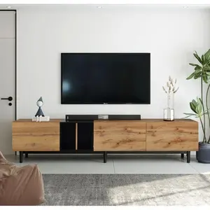 Modern TV Stand – 80” Entertainment Center with Storage