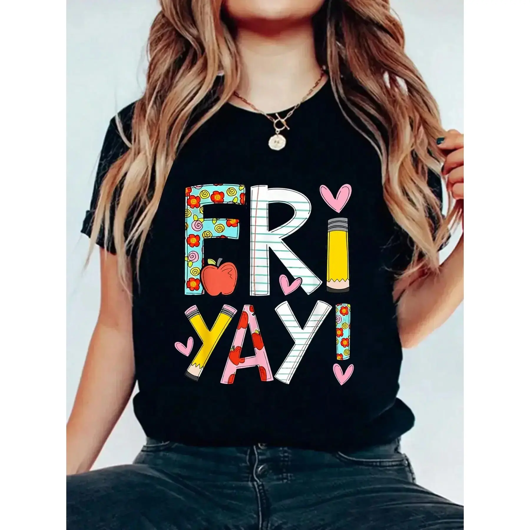Women's Casual Floral Print T-Shirt in Super Soft Stretch Cotton, Loose Fit Round Neck Short-Sleeve Top for Summer Wear, Clothes