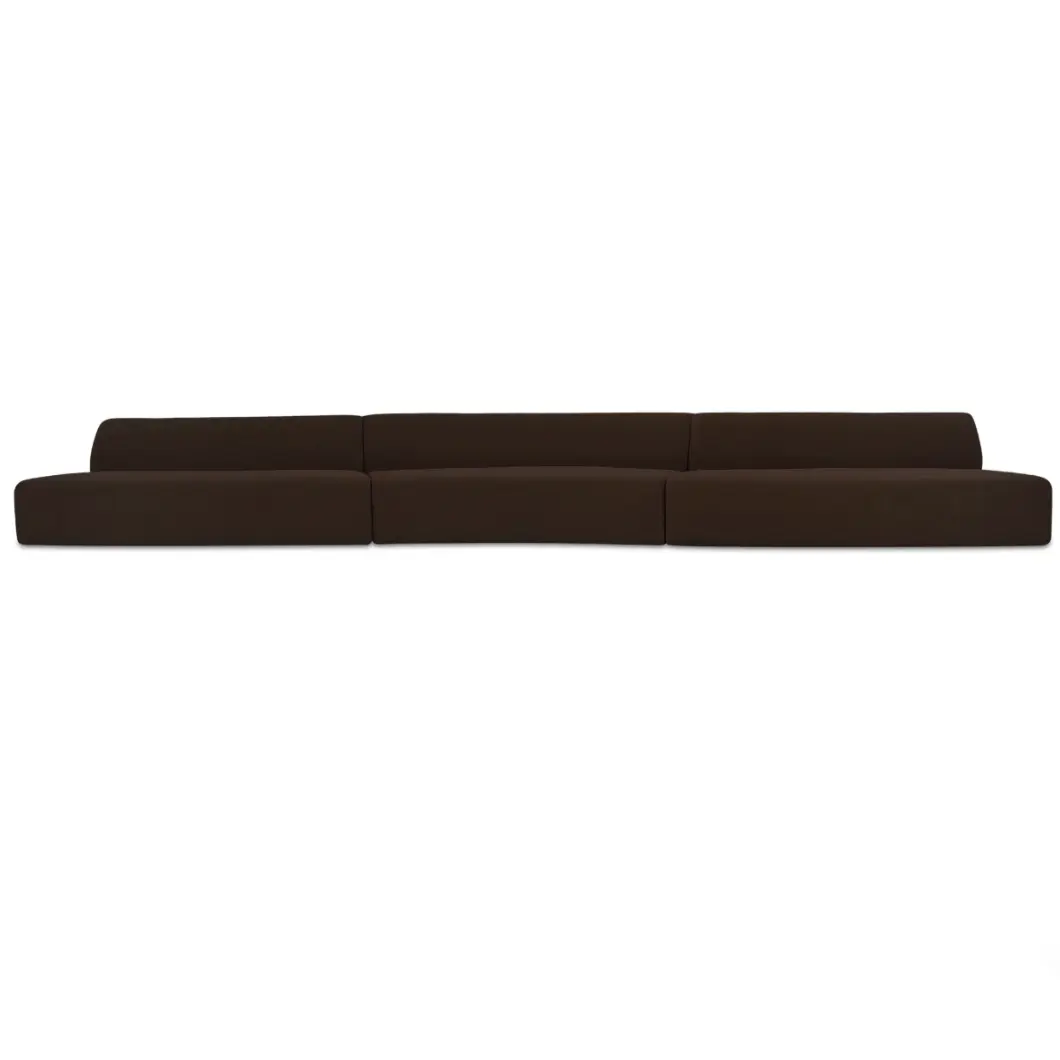 Naomi 3 Piece Wave Modular Sectional Dark Brown
