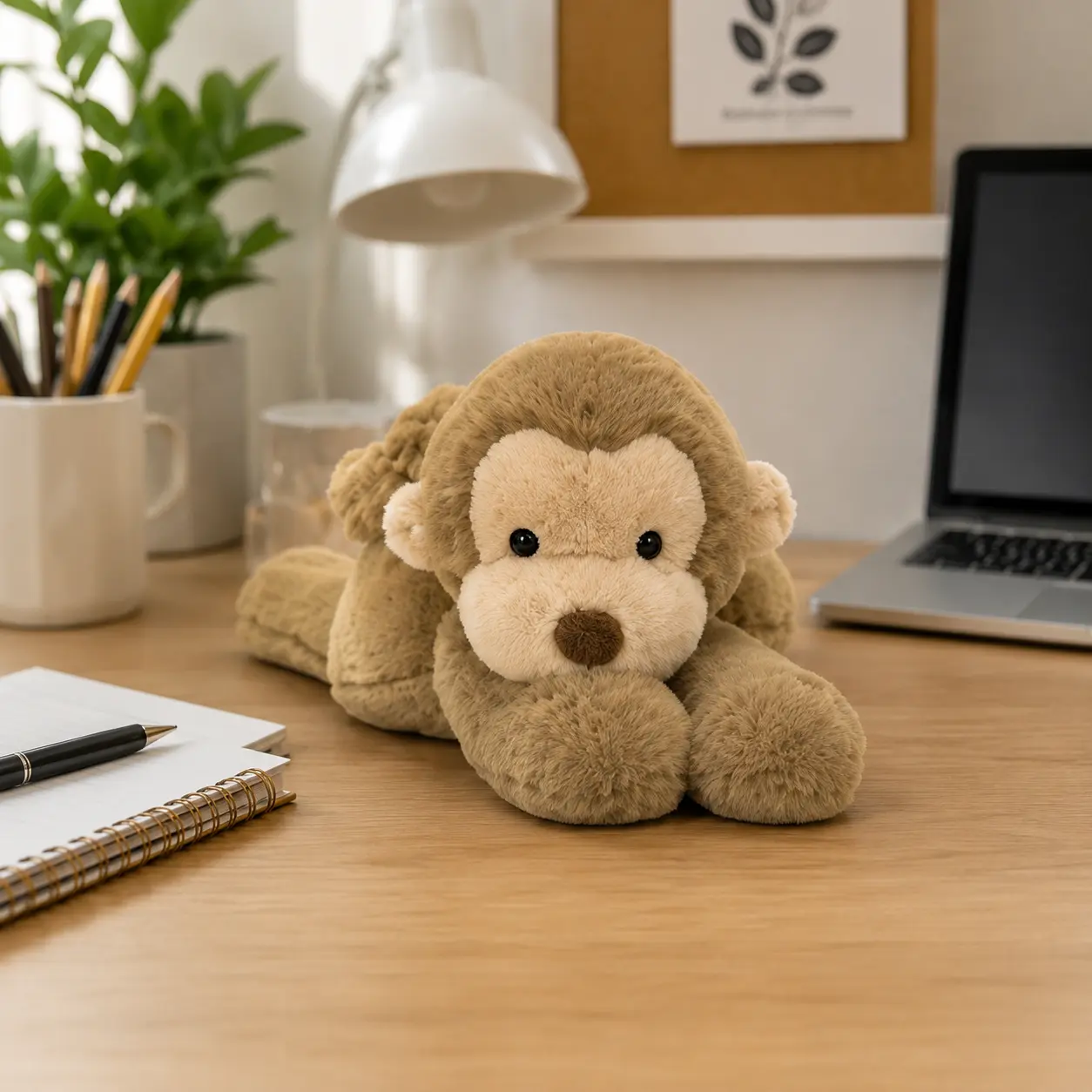 Jellycat Cozy  Monkey Plush – Soft Lying Monkey Toy with Cuddly Paws, Cute Desk Decor and Holiday Present