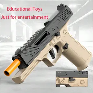 1 piece of complete accessories, enhancing strategic thinking and teamwork skills, multiplayer plastic toys for team games and outdoor activities, adult gifts for Halloween,blaster high performance cool toy Soft Bullet Shell Ejecting Toy Gun glock 17
