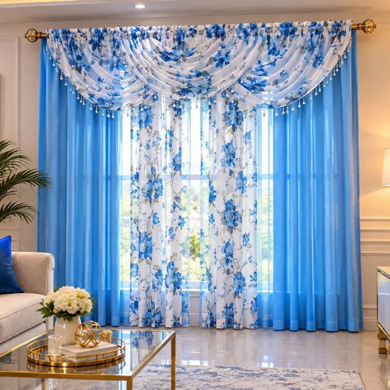 4 PCS luxury sheer certain Ith attaches valance