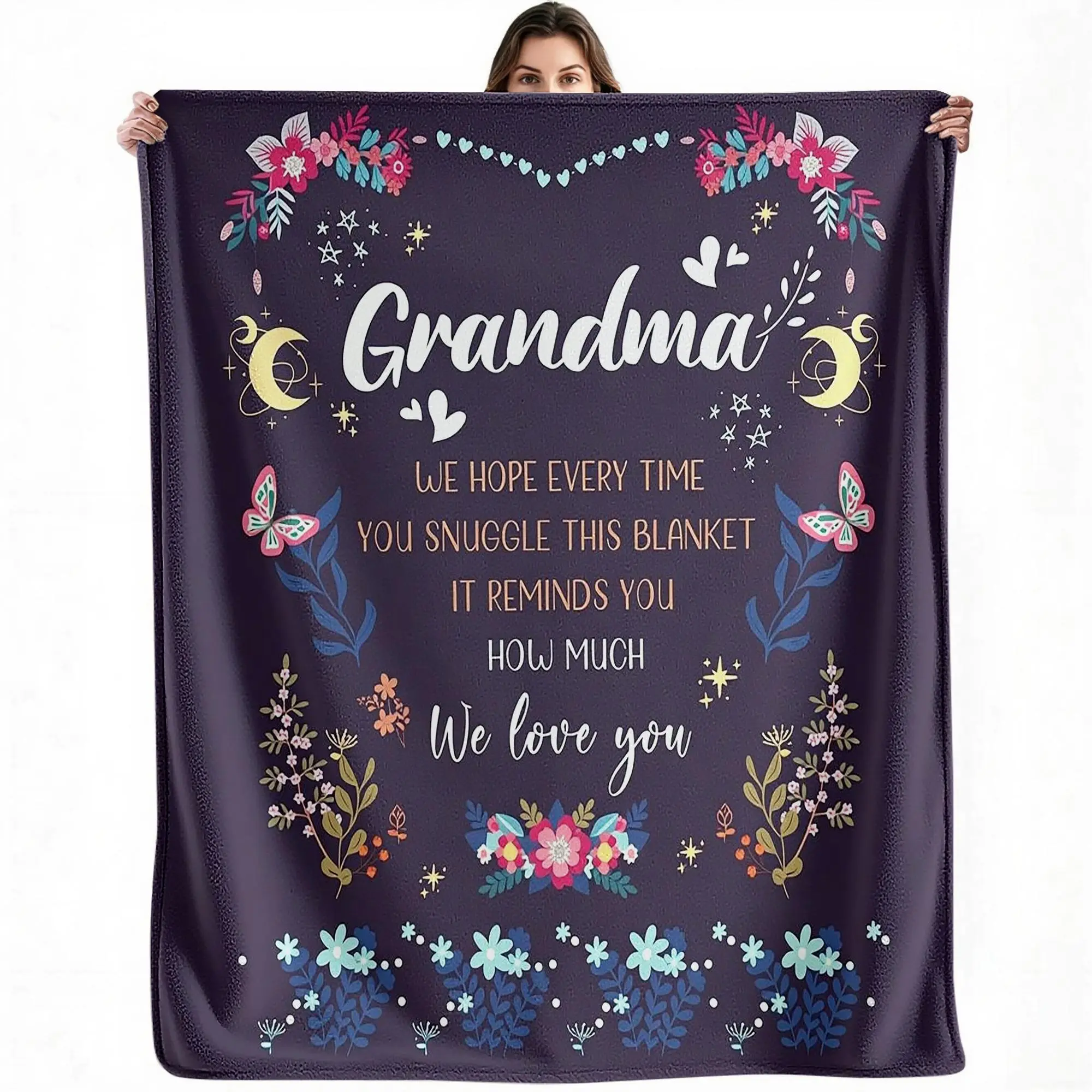Grandma Blanket Loving Family Throw Gift for Grandmother Cozy Hug Blanket