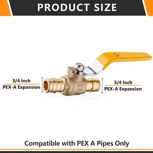 3/4" PEX Expansion Ball Valve, Yellow (Lead Free)