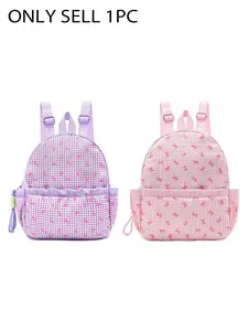 Cute bow stripe print backpack, lightweight casual women's backpack, cute and beautiful mini backpack suitable for travel only 1 piece sold
