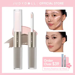 JUDYDOLL Liquid Highlighter & Contour Duo, Liquid Contour & Under Eye Brightening Duo, Bronze, Buildable, Ultra-Blendable, Dual-Ended Highlighter & Contour Liquid, Makeup, Cosmetic, Long-Lasting, Valentines Day Gift, New Year, Merry Gift