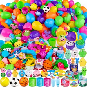 Easter 2026 Gift 100pcs Prefilled Easter Eggs with Toys, Easter Basket Stuffers Bulk Easter Eggs Filled for Kids, Pre Filled Easter Eggs for Easter Egg Hunt Party Favors Classroom Prize for Kids Toddler Boys Girls
