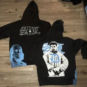Men's S-DL Blue Black Hoodies, Streetwear Outfit, Sports Hoodies, Hip Hop Style, Trendy Outdoor Wear Daily Wear, Designer Clothing, Gift for him for her, Birthday's gif
