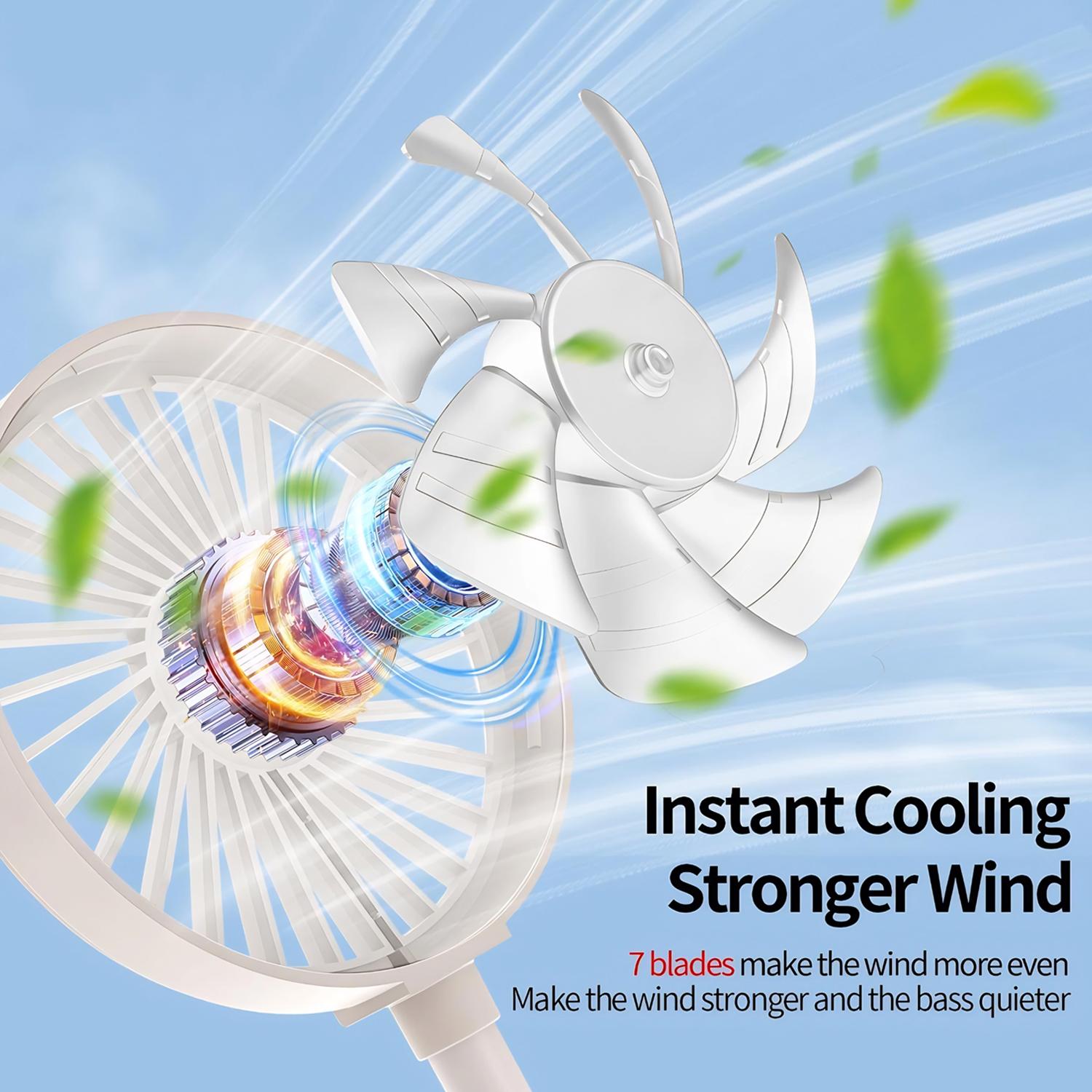 3 Speed Adjustments Magnetic Cell Phone Fan Handheld Folding Mini Fan USB Rechargeable Fan with Stand for Desktop Classroom Bedroom