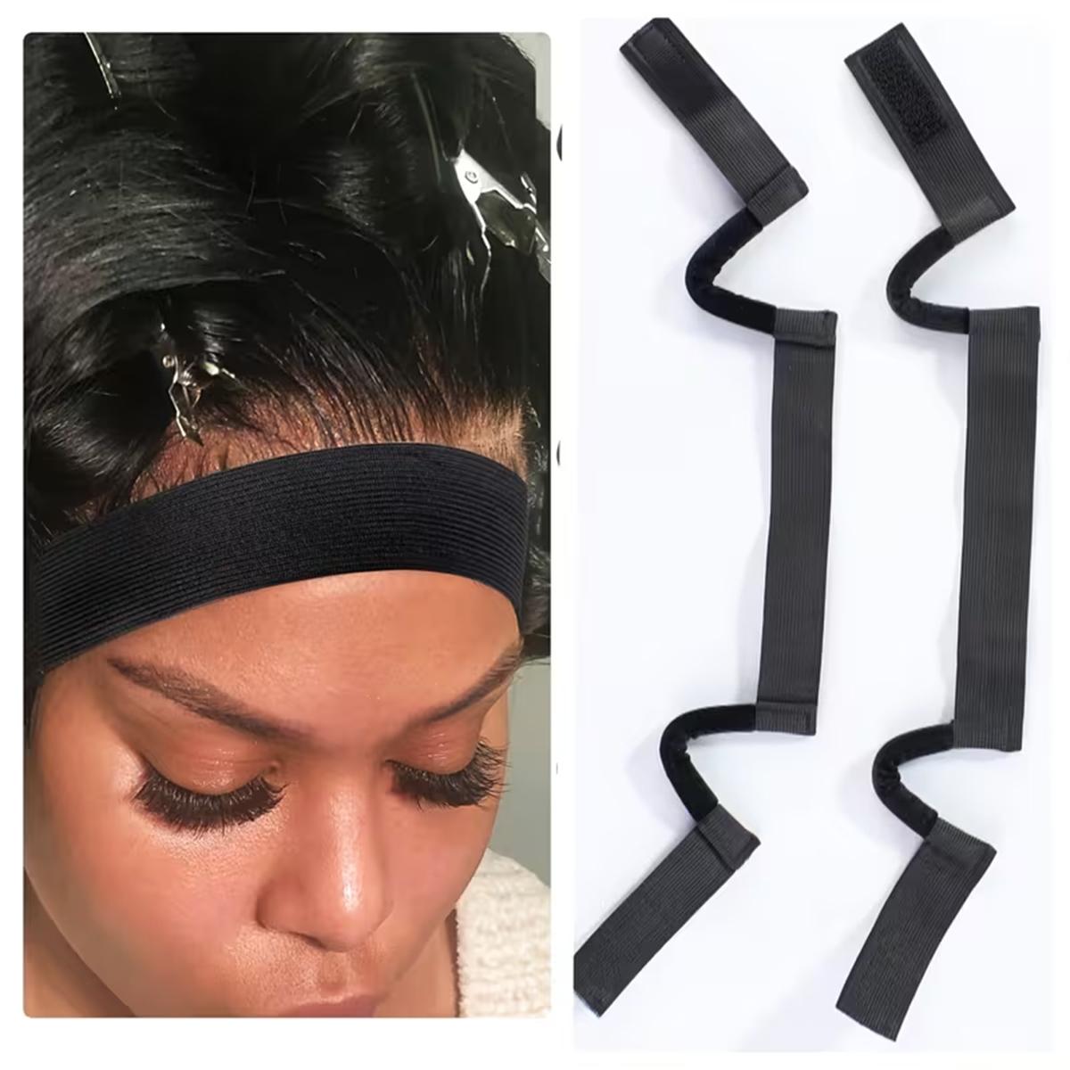 1 Piece Double-Sided Velvet Ear Painless Wig Bands C-Shaped, Comfortable Soft Painless Wig Band with Ear Cut Outs Tools, Earless Melting Band Supplies