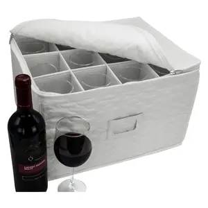 Sorbus Quilted Stemware Storage Case with Divid ers