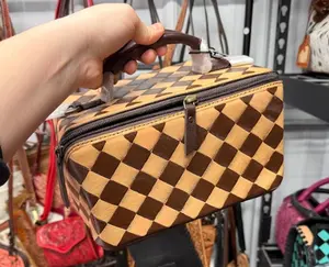 Genuine hand painted leather cosmetic travel case