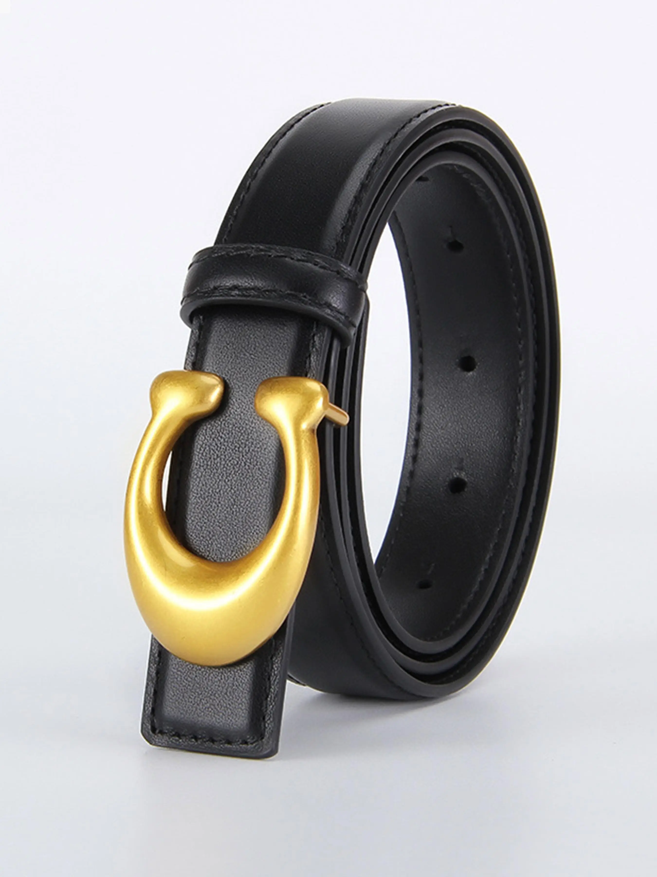 Women's Solid Color PU Buckle Belt, Fashionable Versatile Belt for Jeans & Shorts, Trendy All-match & Exquisite Belt for Birthday Gift, Pu Leather Bel