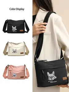 Bulldog Pattern Crossbody Bag, Stylish Versatile Shoulder Bag with 3 Pockets, Multi-functional Phone Purse and Coin Organizer with Adjustable Strap, Perfect Holiday Gift