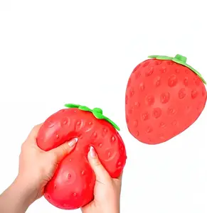 Strawberry Squishy Toy Huge Cute Fruit Fidget Toys Stretch and Squeeze Stress Ball Soft Sensory Toys for Autistic Children Kids Adults Fun Desk Relief Toys Party Favors Goodie Bag Fillers Novelty Gifts