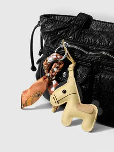 Horse Year Keychain Pendant, Keychain for Bags, / Artificial Leather, Handwoven Ribbon Decoration, Detachable Strap, Perfect Gift for Birthday/valentine's Day