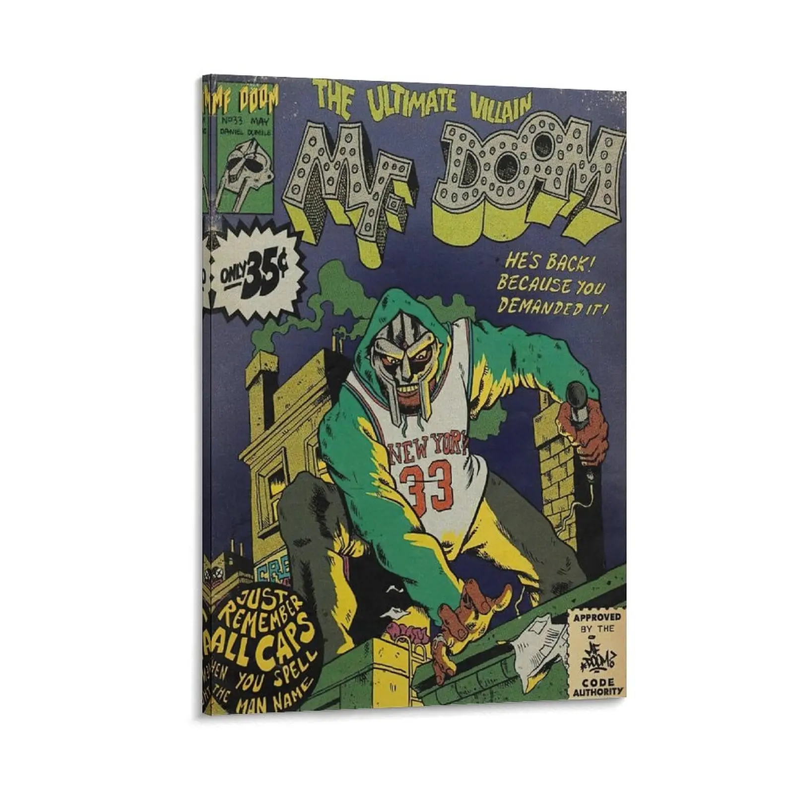 MF Dooms Comic Art Poster. Bedroom Aesthetic Canvas Decor. Wall Art for Fans. Cool Graphic Print. Poster Canvas Wall Art For Bedroom Decor Bar Office Room Decor Gift