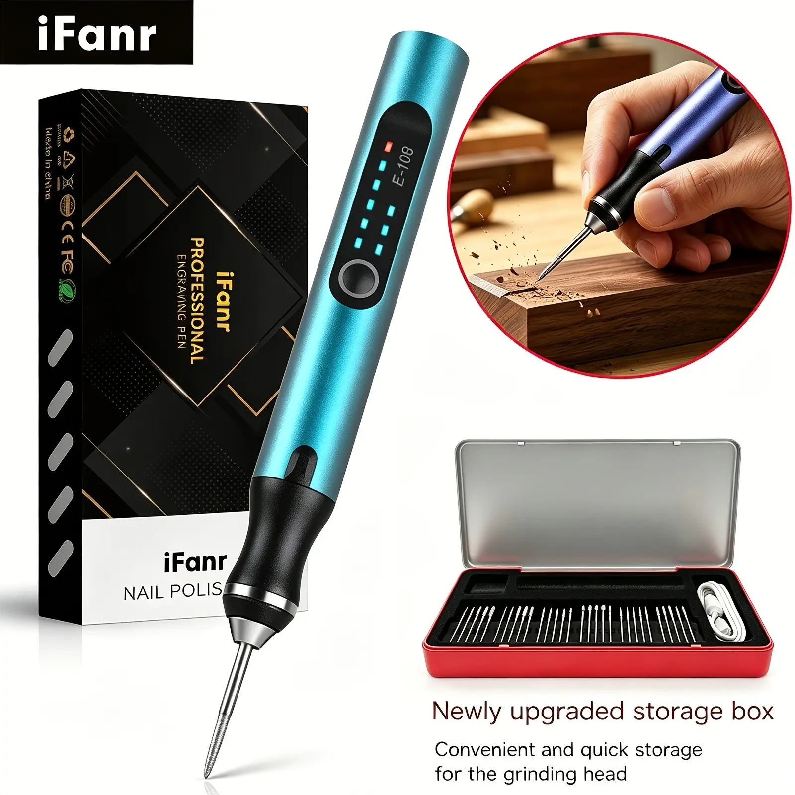 Newly Upgraded, 1 Set Of Cordless Rotating Tools, with A Rechargeable Battery-powered Engraving Pen, An Electric Speed-adjustable Engraving Pen, Portable Woodworking Engraving Tools, for Sanding, Polishing And Drilling.