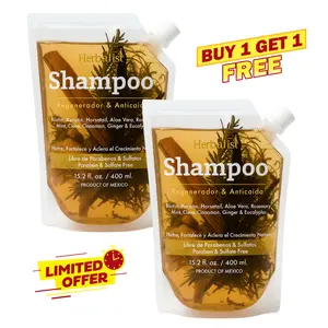 2 Piece Bundle - Herbalista Viral New Herbal Shampoo 400ml (15.2 fl oz) Each - With Real Pieces of Rosemary, Cinnamon, Anise, Clove, Aloe, Ginger, & Eucalyptus, Strengthens Regenerates Boosts Growth