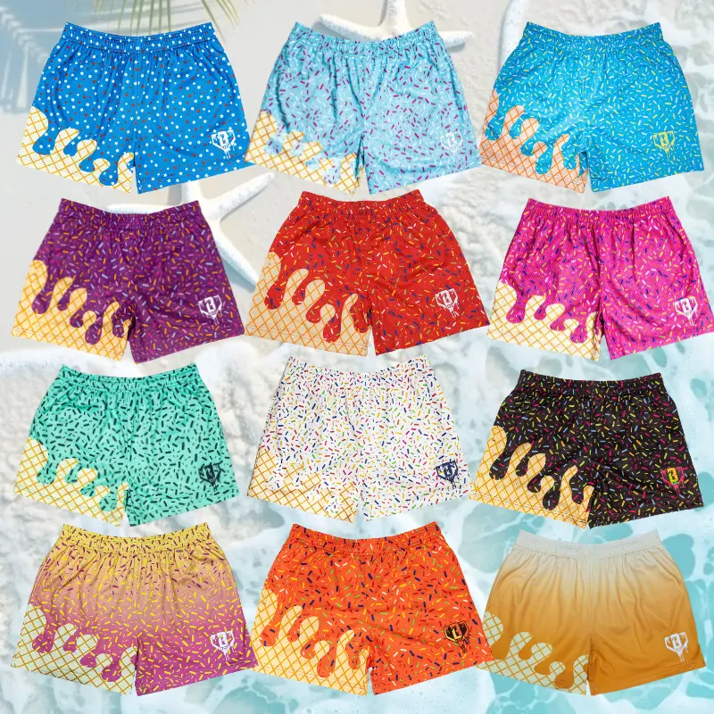 Back to school - Baseball Summer New Adult Youth Ice Cream Series Batter Up Shorts Oversized Breathable Sports Shorts for Men Unisex