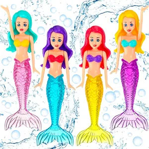 4-Piece Mermaid Pool Diving Toy Set, Swimming Pool Sets, Perfect Bathtub and Swimming Pool Fun for Boys and Girls, Summer Water Games Birthday Gift
